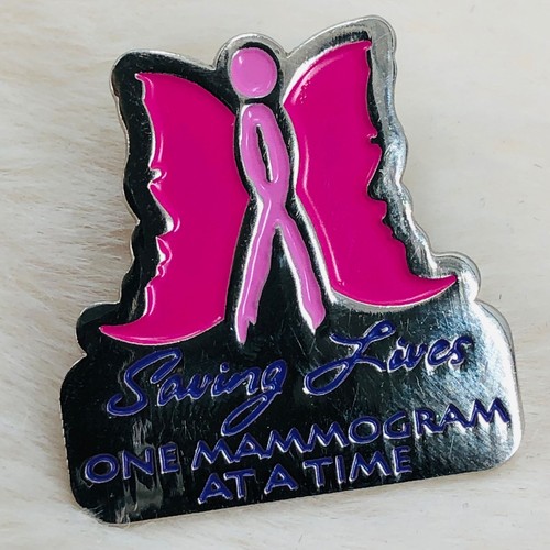 Sharing Lives One Mammogram at a Time Pink Ribbon Butterfly Lapel Pin