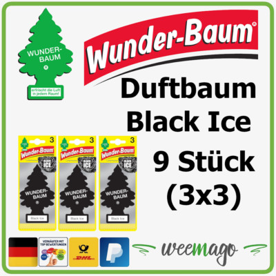 WUNDERBAUM | BLACK ICE | Auto Lufterfrischerer Duftbaum Camper | 3x3er | 9 Stück