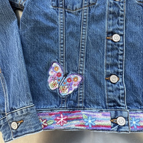gap kids denim jacket Size 14 Girls Jean Blue Butterfly XXL - Picture 3 of 7