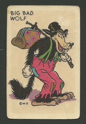 Vintage 1935 Walt Disney Whitman Card  Big Bad Wolf The Three Little Pigs G/VG