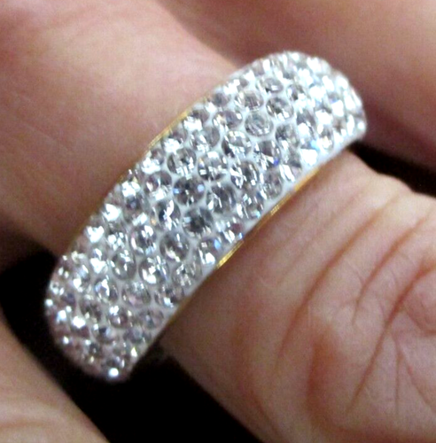 Bague couleur argent taille réglable pavé cristaux améthyste bijou