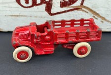 SMALL Antique AC Williams Cast Iron Mack Stake Truck Red 3 1/2" PARTS or REPAIR
