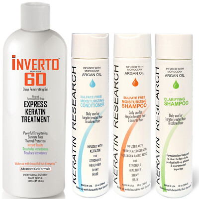 Formaldehyde-Free Inverto 60 1000ml Advanced Gel Keratin Hair Treatment XL SET