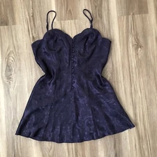 Victoria’s Secret VTG Slip Dress Medium Deep Purple Front Button Feminine