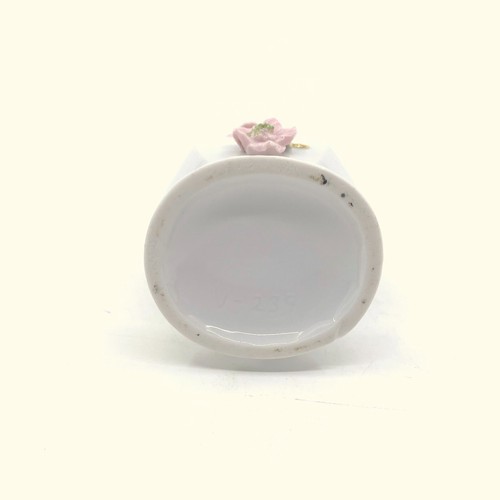 Vintage Porcelain Rose Bud Vase Pink Applied Rose Flower Gold Gilded Accent - Picture 9 of 9