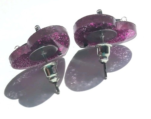 Sanrio character *Kuromi Heart Stud Earrings* on stainless steel earring posts - Picture 7 of 15