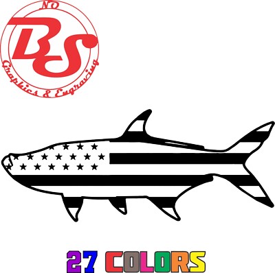 6'' Tarpon Sport Fishing Vinyl Decal Boat Bay Flats Ocean Salt Water Fish noBS