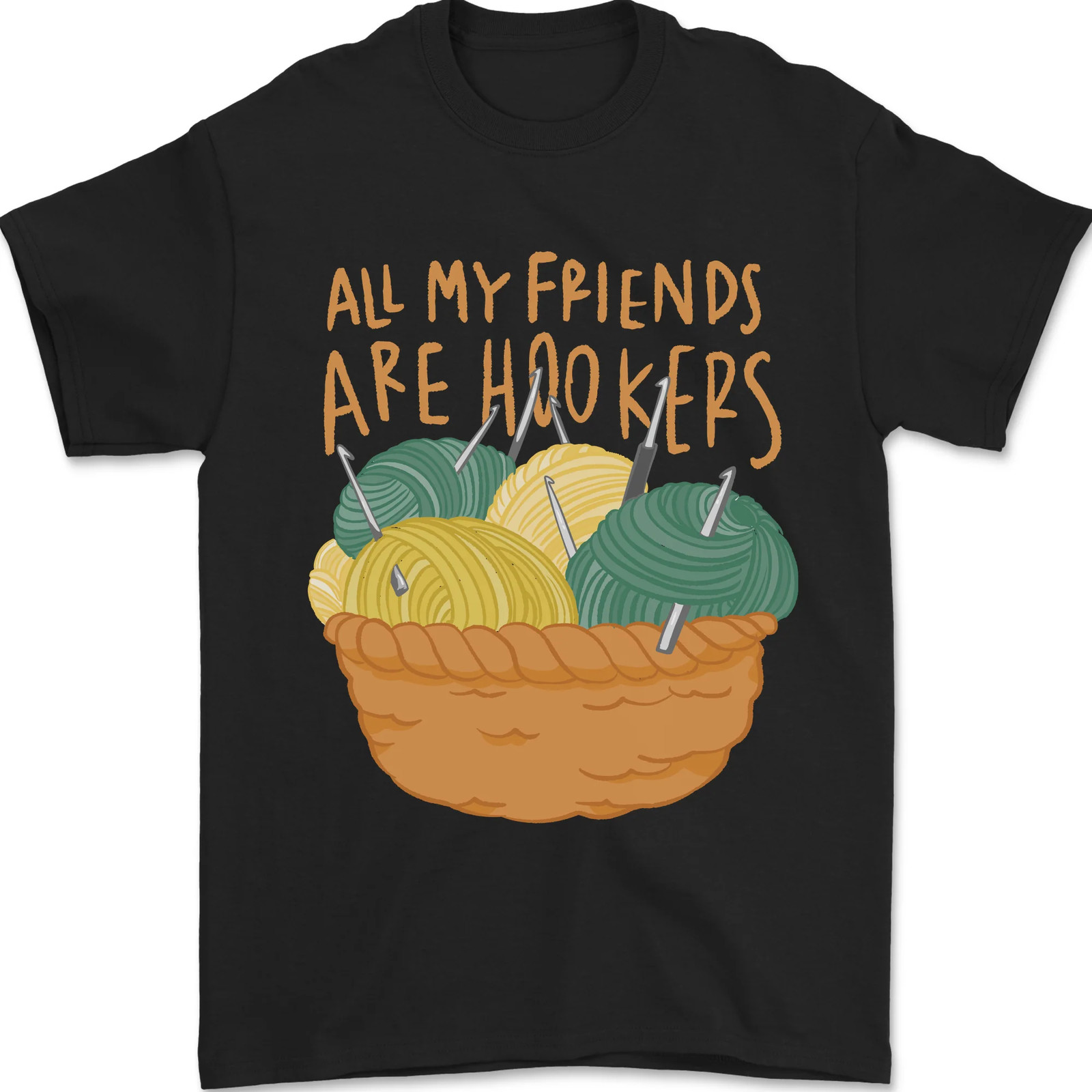 Friends Hookers Divertido Ganchillo Punto Hombre Camiseta 100% Algodón