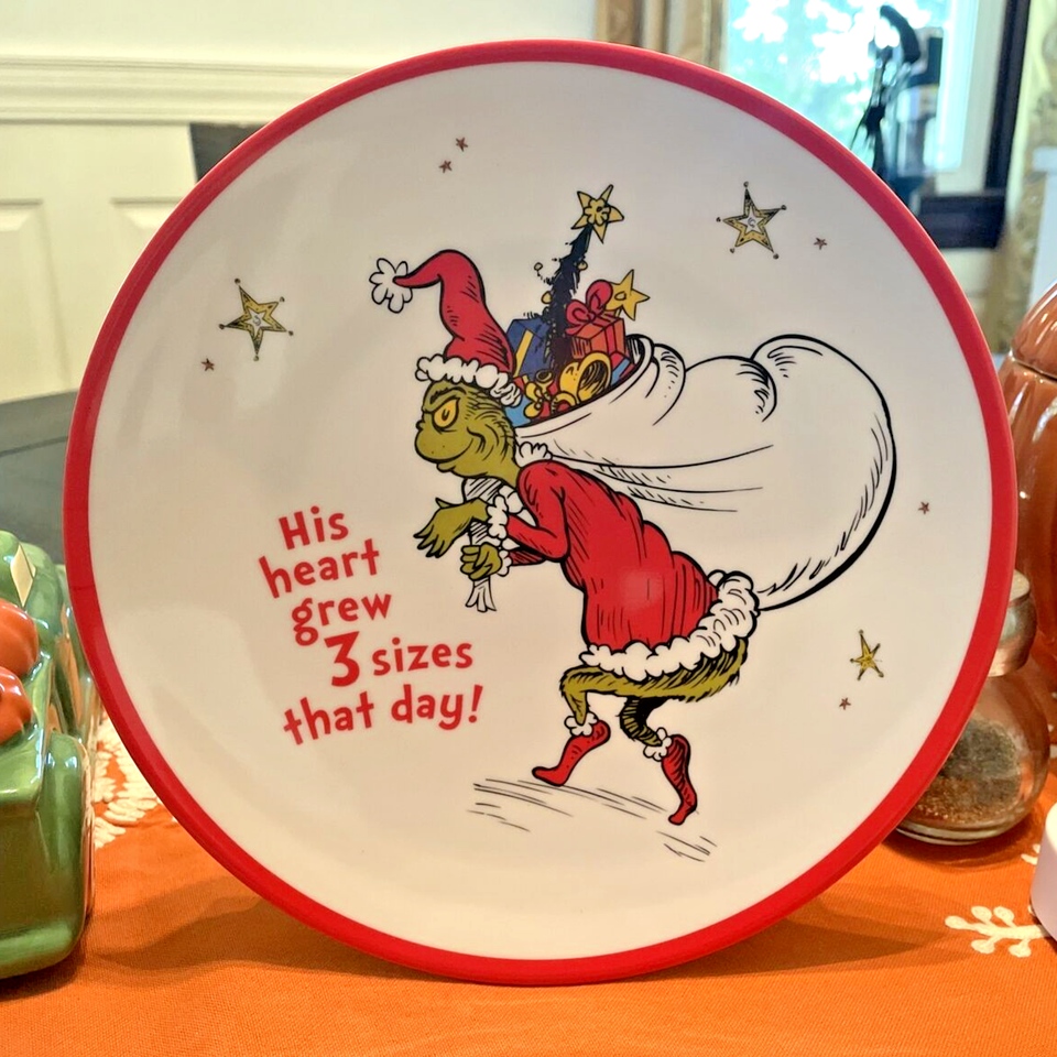 Disney Pottery Barn Grinch Holiday Plate gift Seuss Christmas Tree
