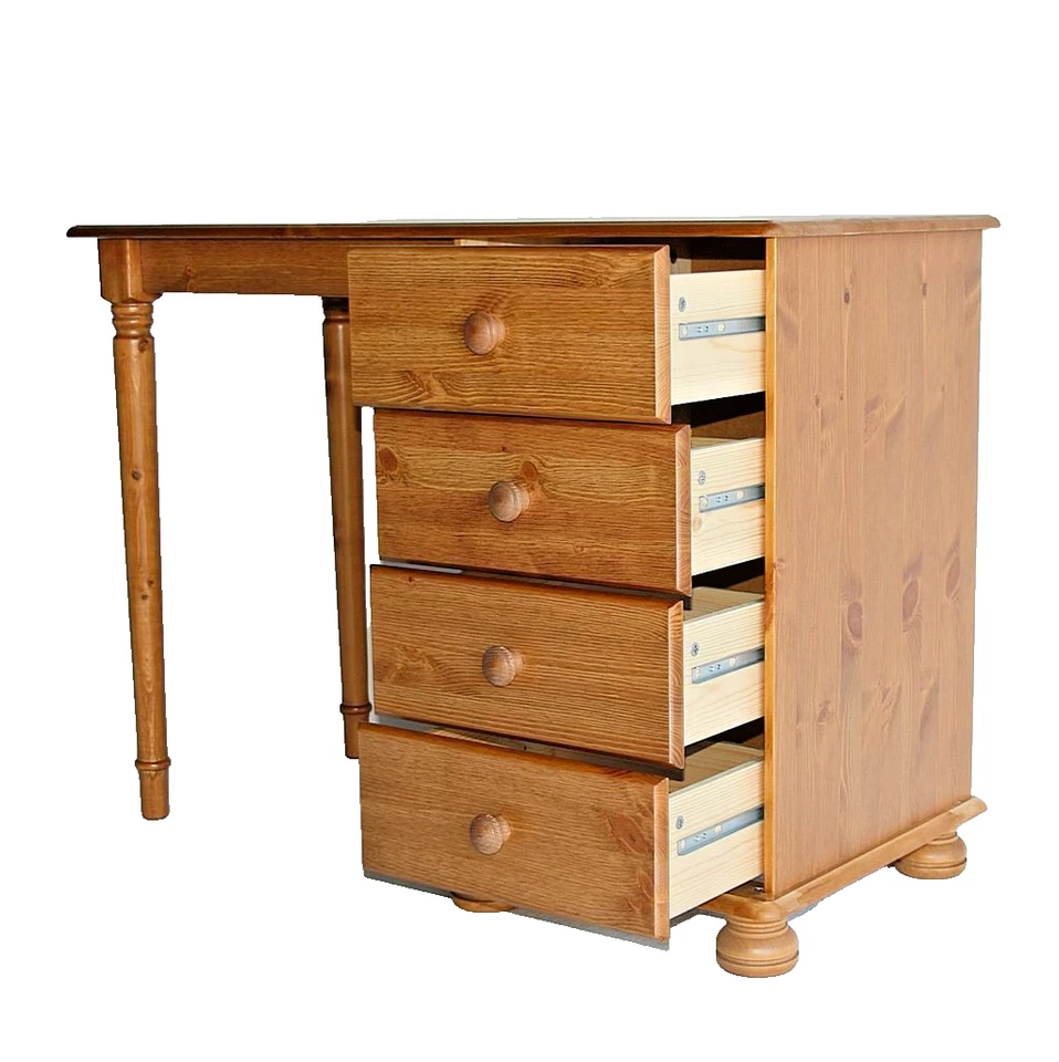 Kinder-Schreibtisch 100x74x47cm MOND holz Kiefer massiv Bernsteinfarben lackiert - Bild 2 von 4