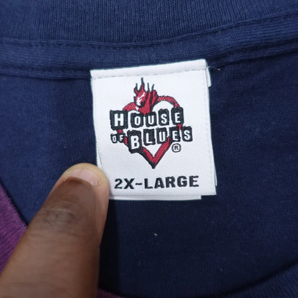 Camiseta De Colección House Of Blues Para Hombre 2XL Azul Marino Gráfico Guitarra Alas Houston Foto 4 de 4