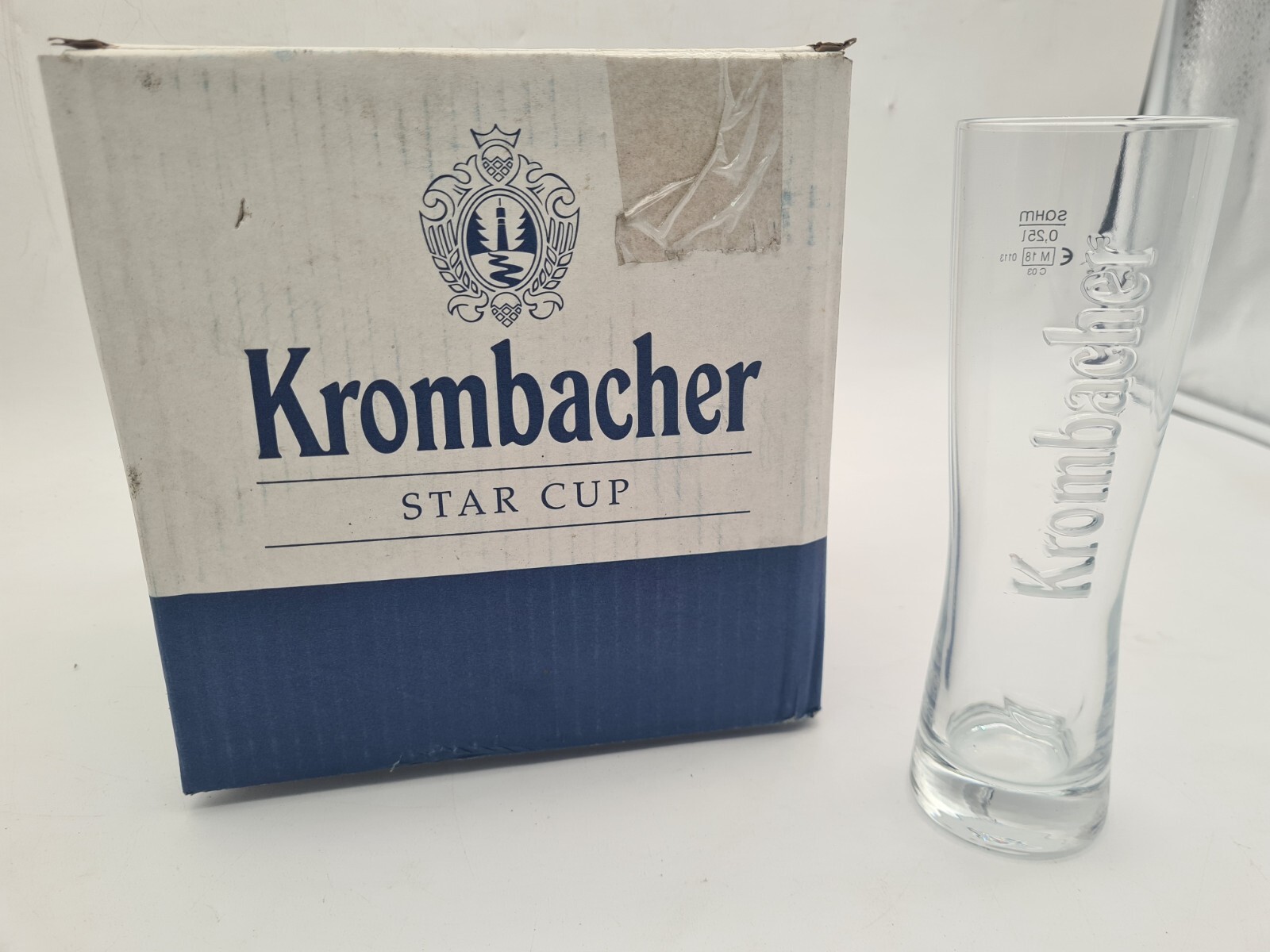 6x Krombacher Glas 0,25l Bier Pils Gläser Stange Star Cup -Alte Linie mit Relief