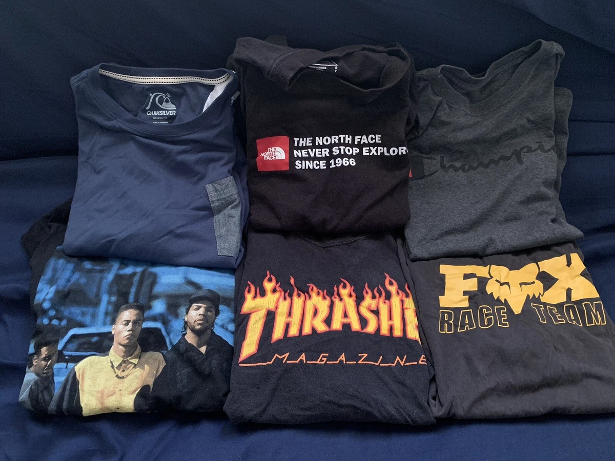Mens Small Tshirts Lot of 6 Thrasher The North face Champion Fox