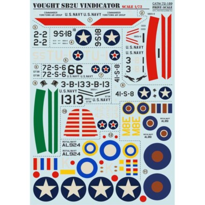 Print Scale 72-189 Decal airplane 1:72 Vought SB2U Vindicator Waterslide decals