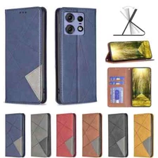 For Motorola Moto Edge 50 Pro, Geometry Leather Wallet Card Slot Flip Case Cover