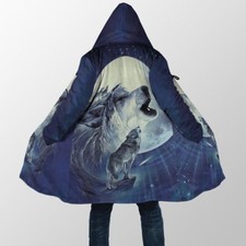 Alpha Wolf Native American 3D All Over Printed Hooded Cloak Coat - Excoolent LV-