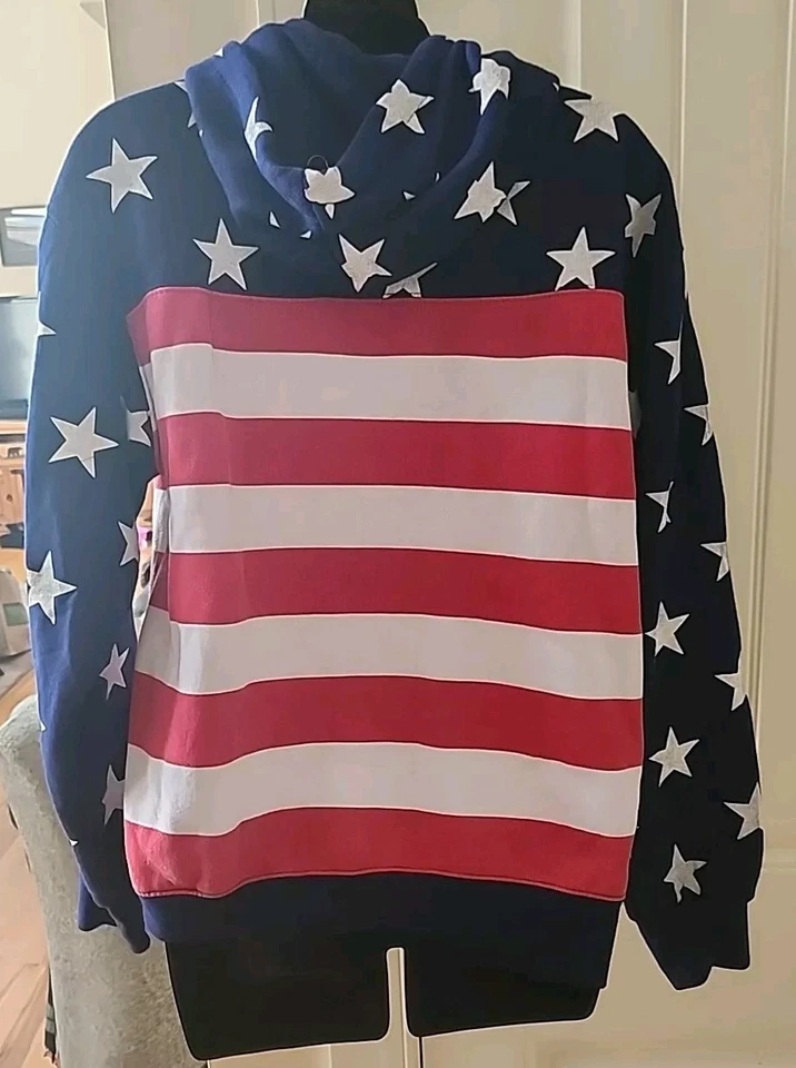 Washington DC USA Mujer M Sudadera con Capucha EE. UU. Manga Larga Rojo Blanco Azul Foto 2 de 4