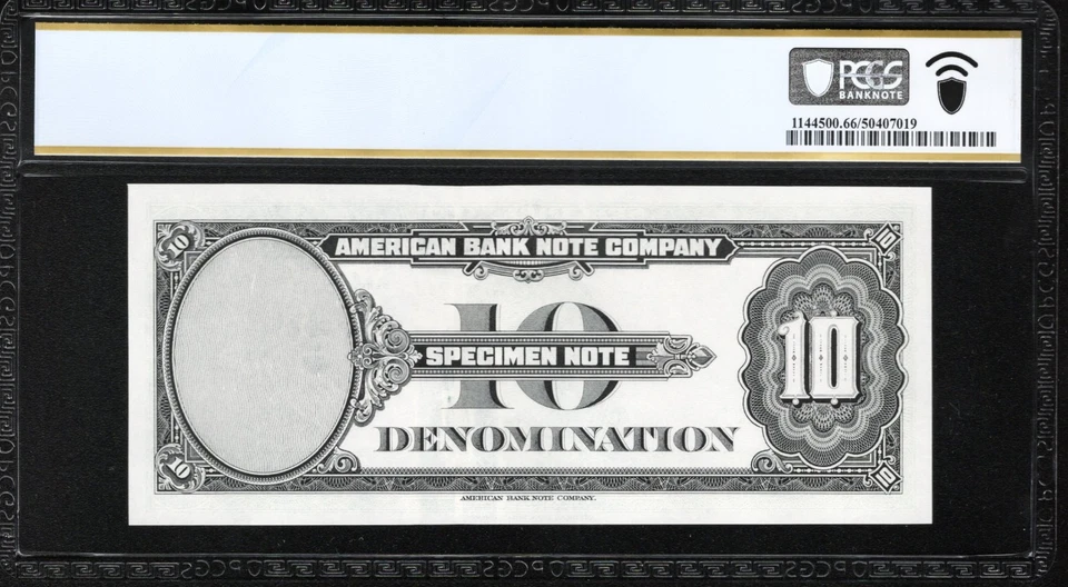 1929 $10 AMERICAN BANK NOTE COMPANY ABNC TEST SPECIMEN NOTE PCGS 66 PPQ 0131 - Image 2 of 2