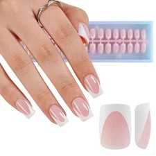 XBASICTIPS Deep French Gel Nail Tips, 150Pcs Soft Gel French Tip Press on 