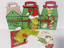 McDonald s The Grinch Meal Green Socks, Grinch Dill Salt Shaker Bag Meal Box