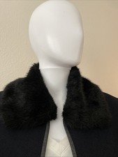 Vintage Black Mink -Style Detachable Fur Collar/satin Lined/ Hook Attachment 17  