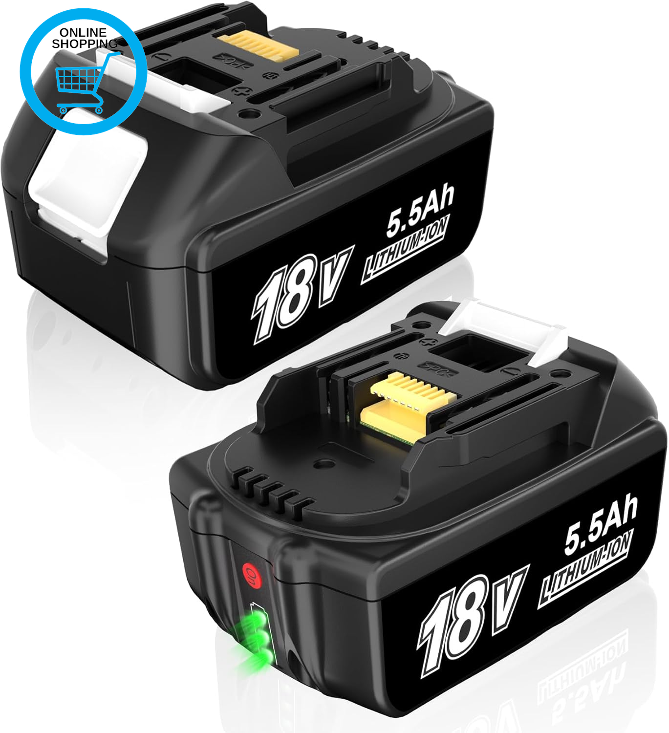 2 Pack 18V 5.5Ah Replacement Battery Compatible for 18V Rechargeable Battery Li-
