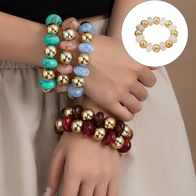 Rainbow Acrylic Beaded Jewelry Waterproof Design Casual Elegant Chain Bracelet