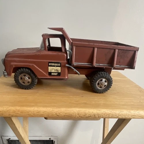 Tonka Hydraulic Dump Truck Brown Pressed Steel Vintage Construction Vehicle