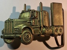 Vintage 1978 SEMI TRUCK Cut Out TRUCKER Trucking Solid Brass Belt Buckle Baron