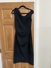 Ann Taylor black satin dress cowl neck sleeveless solid size 4