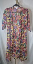 Women's LuLaRoe Purple Multicolor Floral Kimono Shrug Sz S