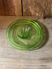 Hazel Atlas Storage Jar Lid Green Depression Vaseline Glass, Uranium Glass Lid