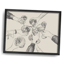  Framed Cheers Bar Cart Wall Decor for Cheers Sign Wall Art 16"L x 12"W Black