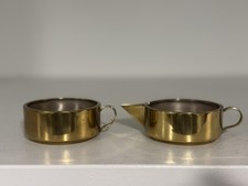 Vintage Brass Creamer Sugar Set MCM Minimalist Coffee Bar Decor