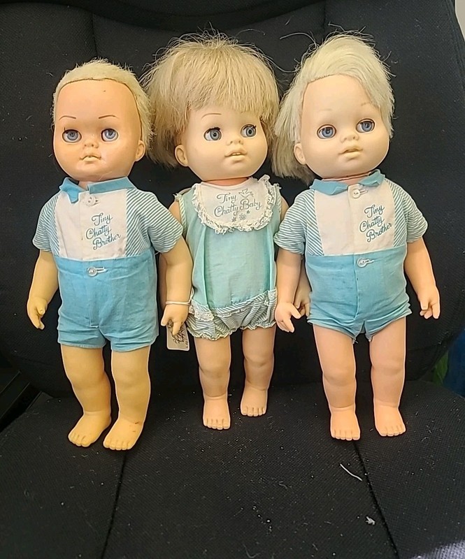 Vintage (3 Dolls) 1960s Mattel Tiny (1) Chatty Baby & (2) Chatty Brother15" MUTE