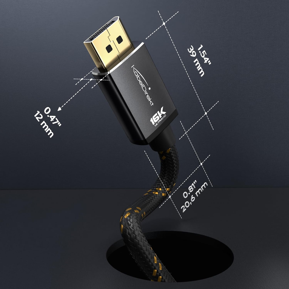 Cavo Displayport 2.1/DP 2.1 - 5 M - Connettori Metallici Design Cavo Displayport 2.1/DP 2.1 - 5 M - Connettori Metallici Design