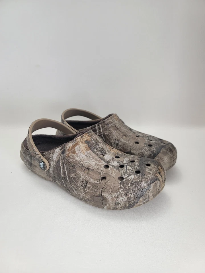 Zueco Crocs Clásico Marrón Sherpa Forrado Borde Realtree Para Hombre Talla 11 Caza Foto 2 de 4