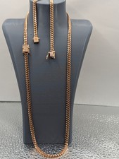 SOLIDO 14K oro rosa oltre 925 20"/7" Miami Cuban Set 4MM 33,13 grammi!