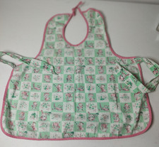 Vintage Handmade Kid  s Apron Animals Green with Pink edging Full Bib