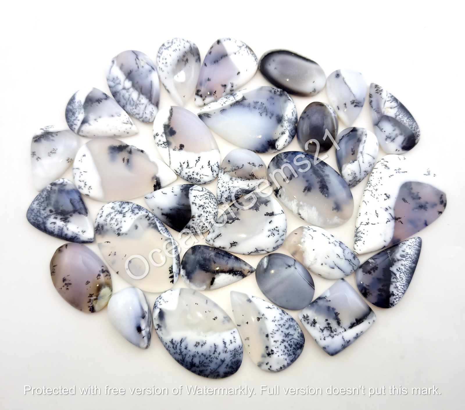 100 CARAT Natural Dendritic  Agate Cabochon, 3-4 Piece, Loose Gemstone Lot