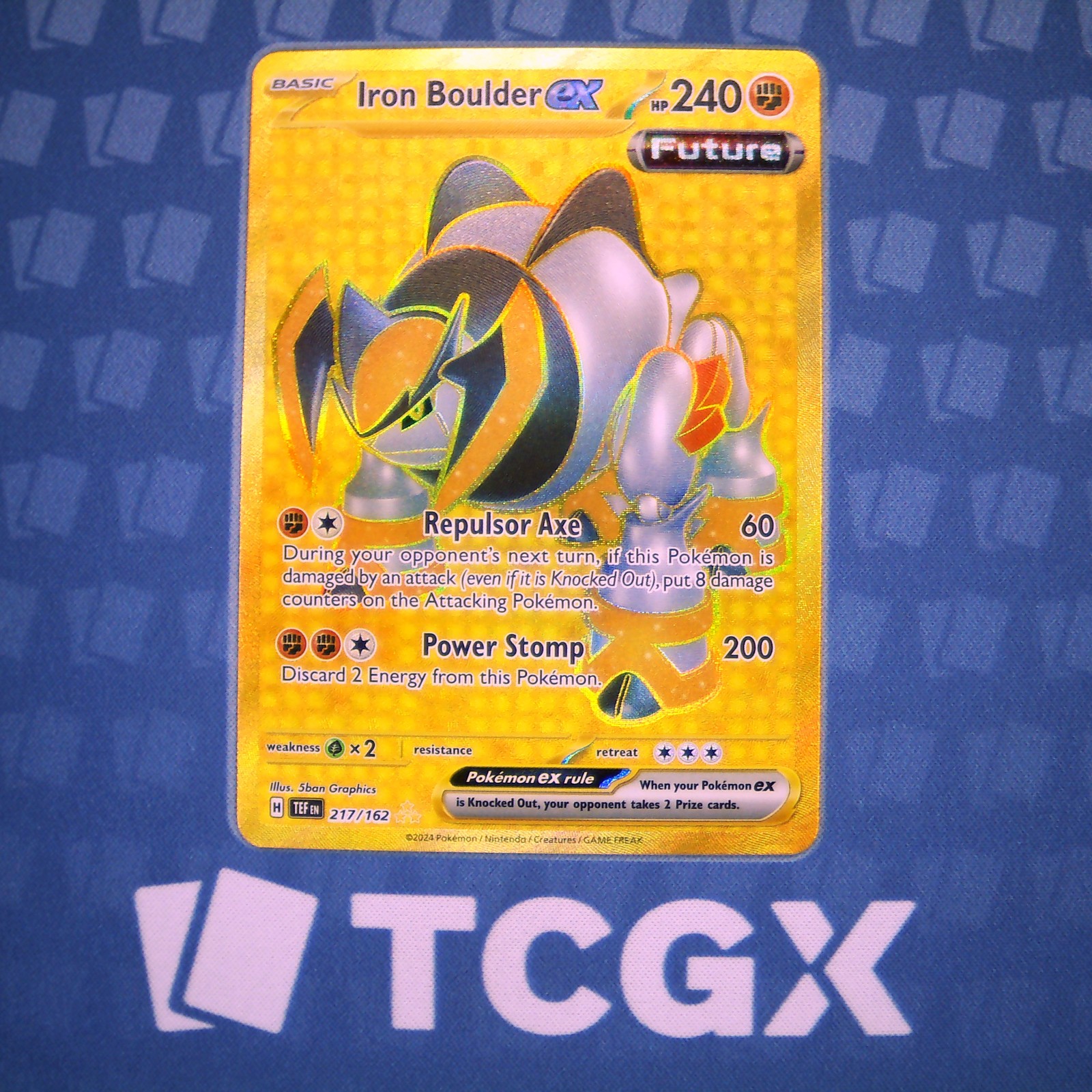 Pokemon - Iron Boulder ex - 217/162 - SV05: Temporal Forces - Holo - Hyper Ra NM