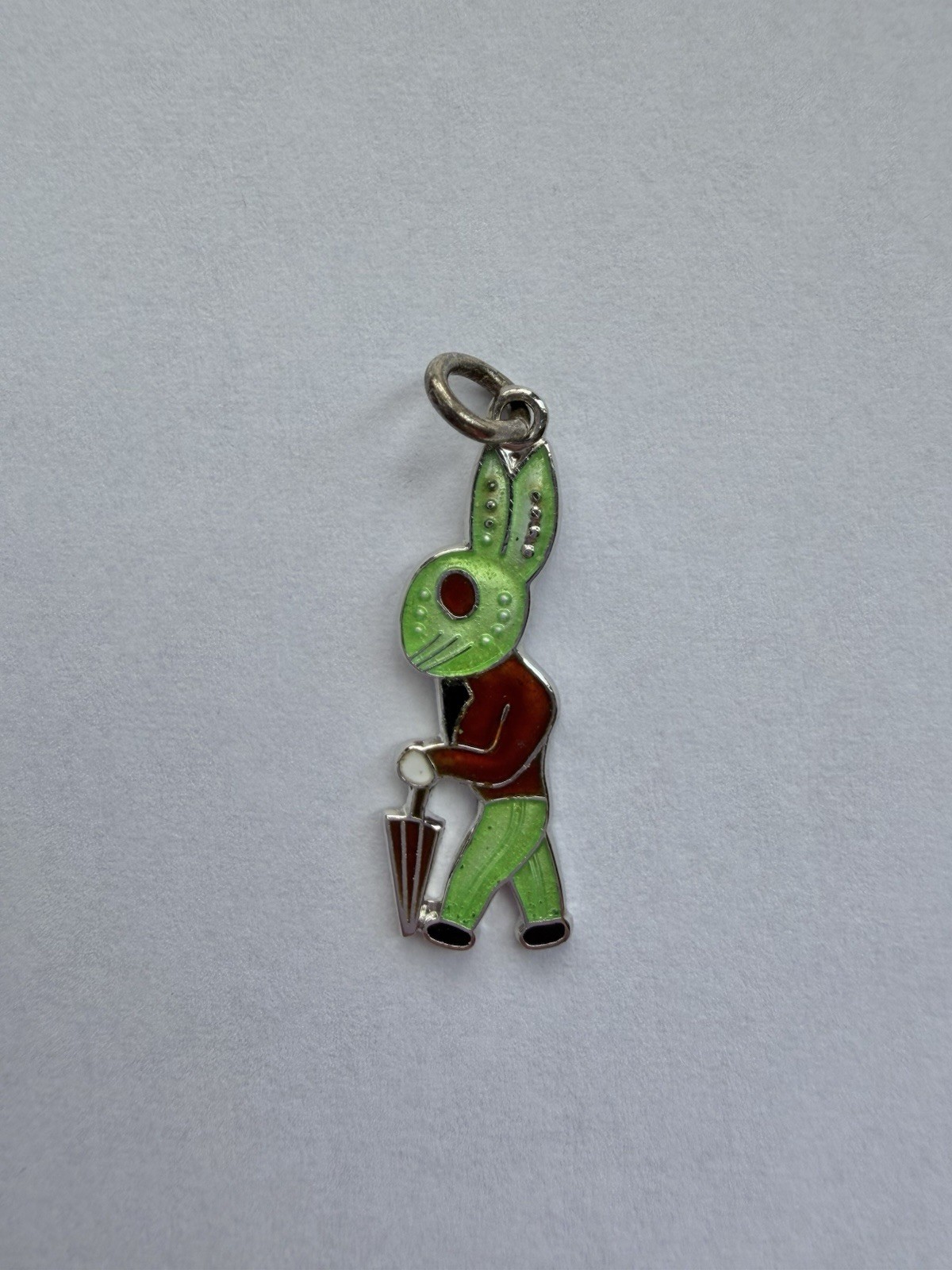 Vintage Wells Sterling Silver Rabbit With Umbrella Charm