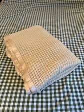 Vintage Tranquilitie Pure Wool Cellular Blanket Large Pink Peach Double 82 x 89”