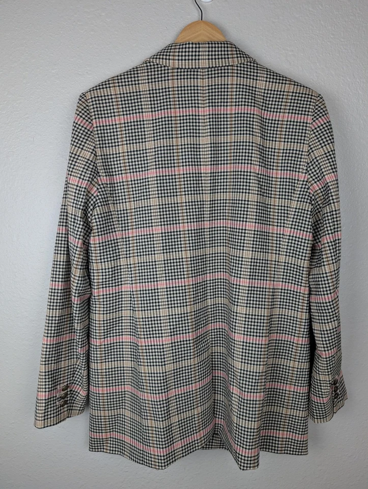 Blazer Loft Mujer 12 Rosa Negro Cuadros Un Botón Forrado Chaqueta Trabajo Carrera Foto 4 de 4