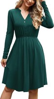 Damen Midi Kleid Ausgestellt Elegant Bequem Klassisch GrüN L