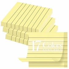 Yellow 4 Pack Lined Sticky Notes 3x3, 400 Sheets Memo Pads