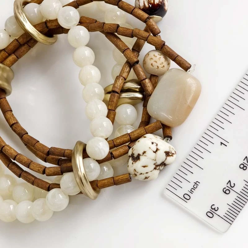 Pulsera elástica Chicos Boho cuentas hebras chic mujer fiesta vacaciones joyería Foto 4 de 4