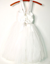 New Faybox Miniature Bride Bridesmaid Flower Girl White Dress S 2-3 Tulle Lace