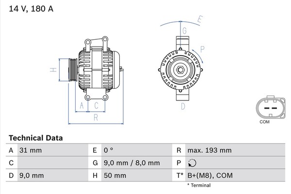 Bosch Lichtmaschine 14V 180A FüR MERCEDES-BENZ CLS G-Klasse Sprinter 3,5-T-image