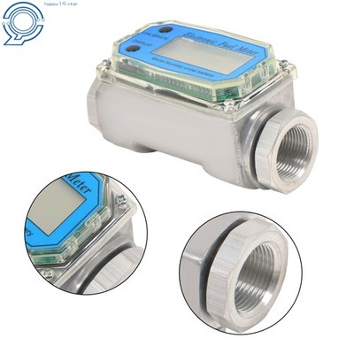 Digital Turbine Flow Meter 1'' for Liquid Flow Meter 2.6-26 GPM w/ 3/4 Interface